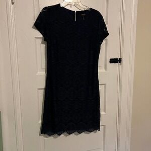 𝅺LAUNDRY by Shelli Segal Blue Knit lace pattern dress 4